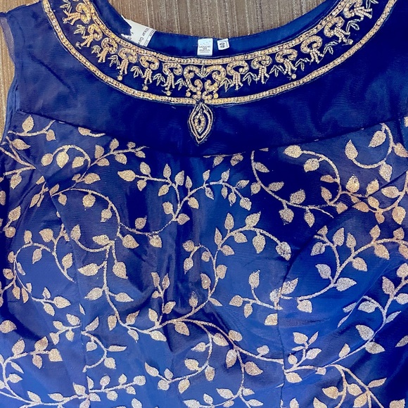 Full length navy blue flared Anarkali gown brand new with tag in 40 size - Picture 7 of 8